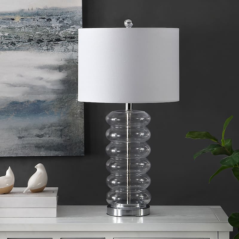 SAFAVIEH Lighting Carolanne 26.5-inch Glass Table Lamp - 14" x 14" x 26.5" - 14Wx14Dx27H