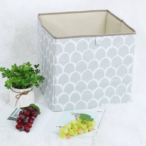 Linen Fabric Storage Bin Toy Box Basket Organizer - Gray Petal - 13" x 13" x 13"