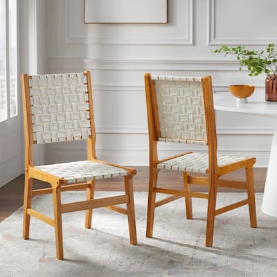 Lifestorey Brady Solid Wood Woven Dining Chair (Set of 2)