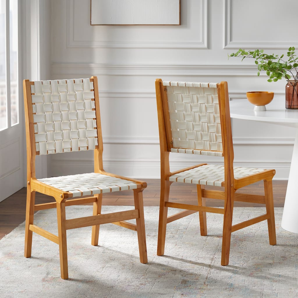 Lifestorey Brady Solid Wood Woven Dining Chair (Set of 2)