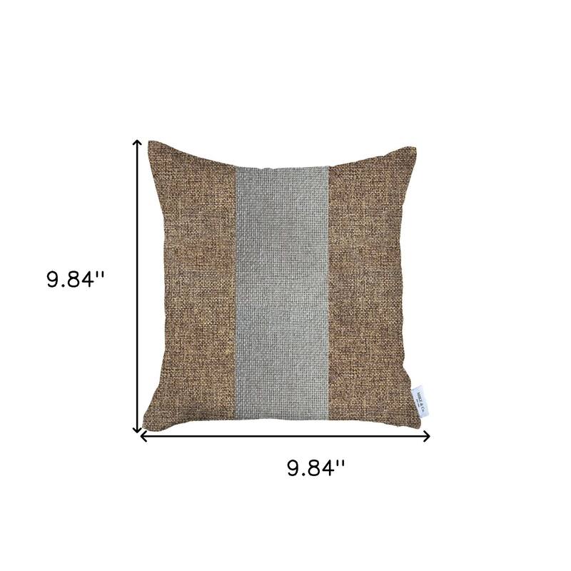 HomeRoots 18" X 18" Brown And Grey Geometric Zippered Handmade Polyester Throw Pillow Cover