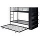 preview thumbnail 4 of 10, Twin Metal Bunk Bed with Bookshelf and Trundle in Black