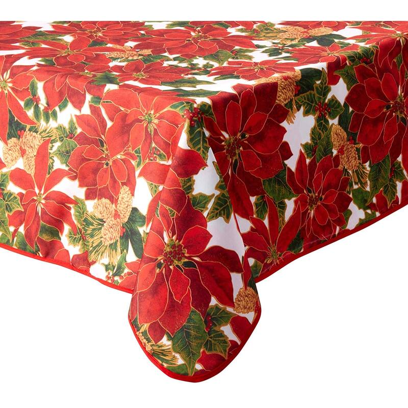 Violet Linen European Seasonal Botanical Christmas Decorative Printed Pattern Tablecloth