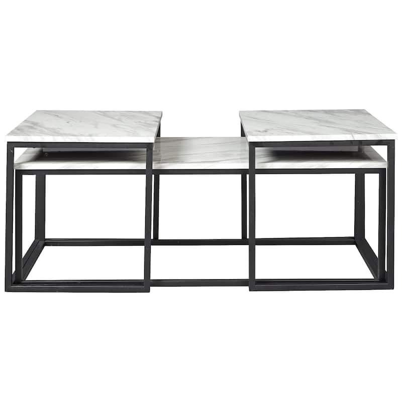 Donnesta Contemporary Gray/Black 3-Piece Occasional Table Set - 46"W x 22"D x 16"H