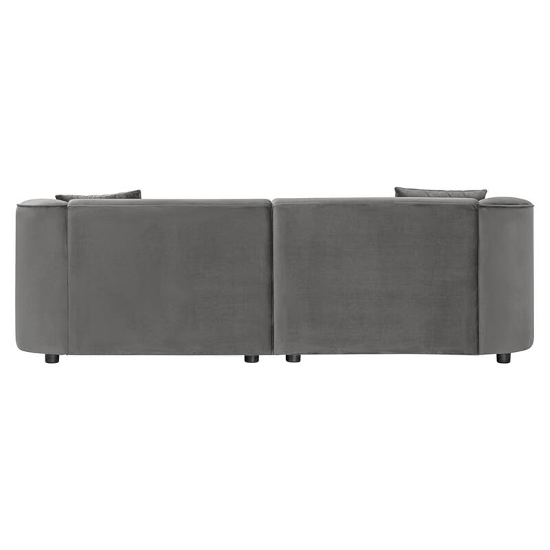 87" Curved Grey Sofa with Plush Seating and Durable Frame