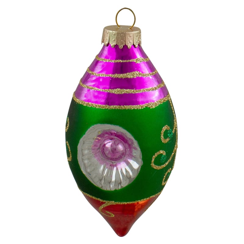 3ct Multi Retro Reflectors Glass Finial Christmas Ornament Set 4.25