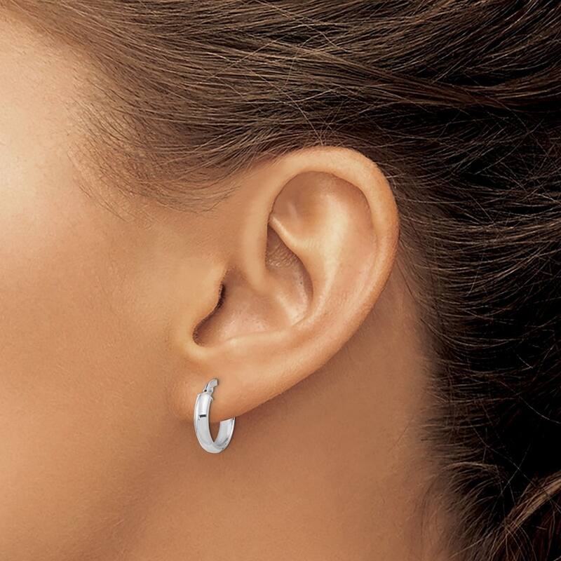 Curata 14k White Gold Polished 14x2.9mm Classic Hoop Earrings