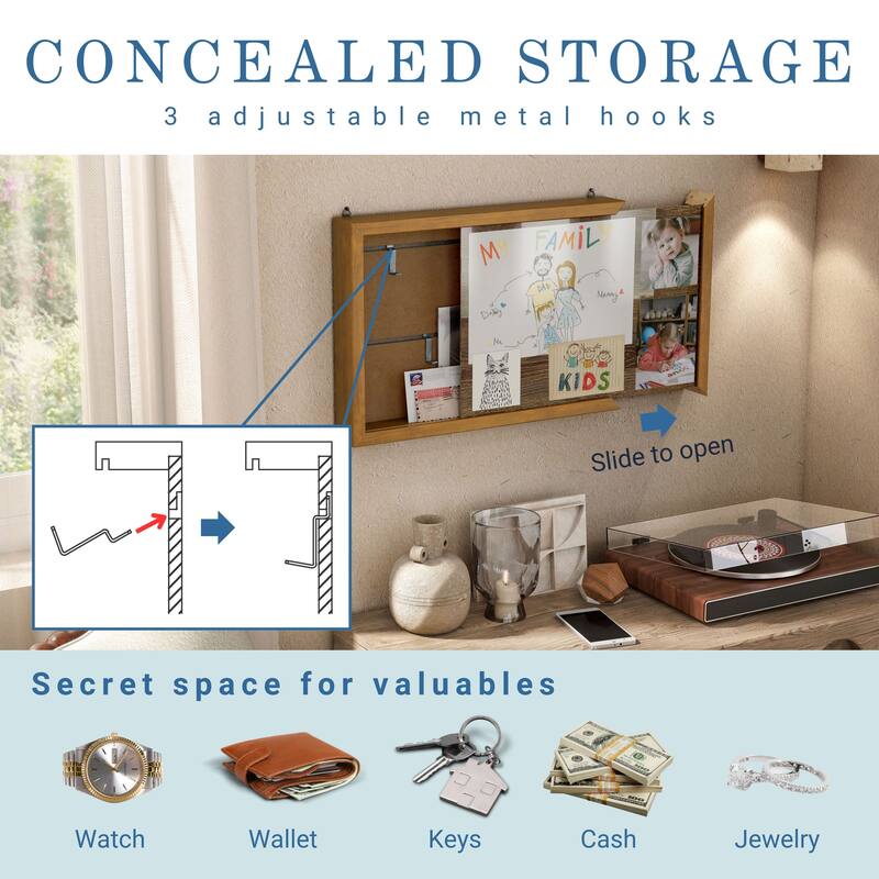 247 Shop At Home Modern 20-inch Photo Frame with Hidden Storage and Metal Hook