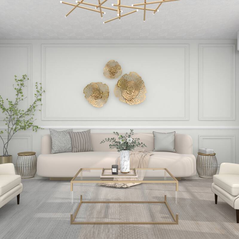 Metal Open Frame Accent Table with Crystal Embellishments - Gold or Black