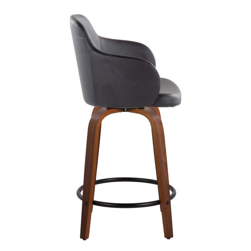 Carson Carrington Iglabo 24" Fixed-Height Counter Stool with Bent Wood Legs and Round Footrest (Set of 2)