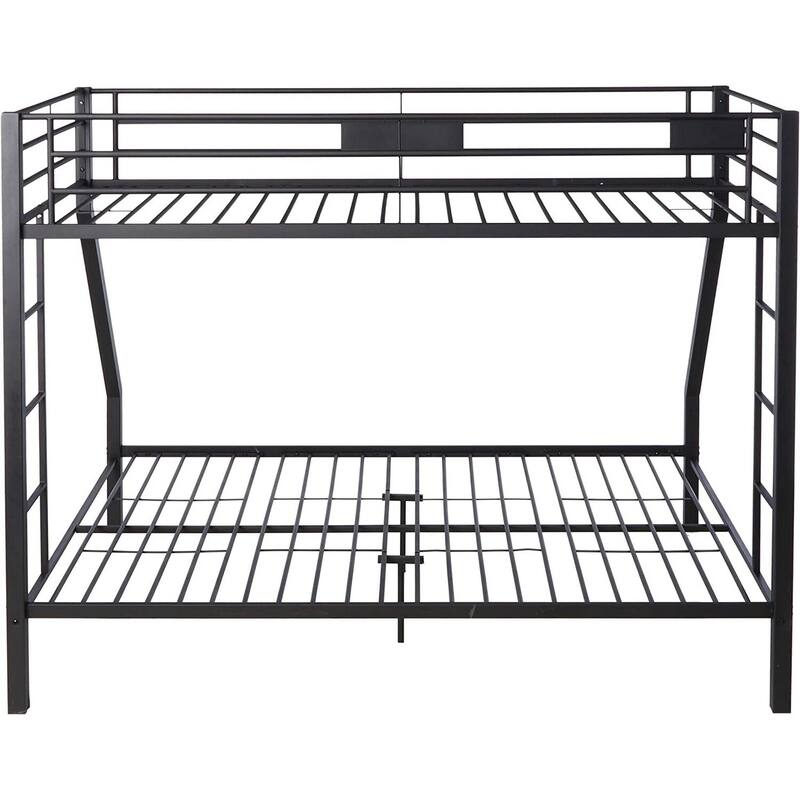 Gothic Glamour Metal Twin XL Bunk Bed - Black Bed Frame with Ladders & Guardrails