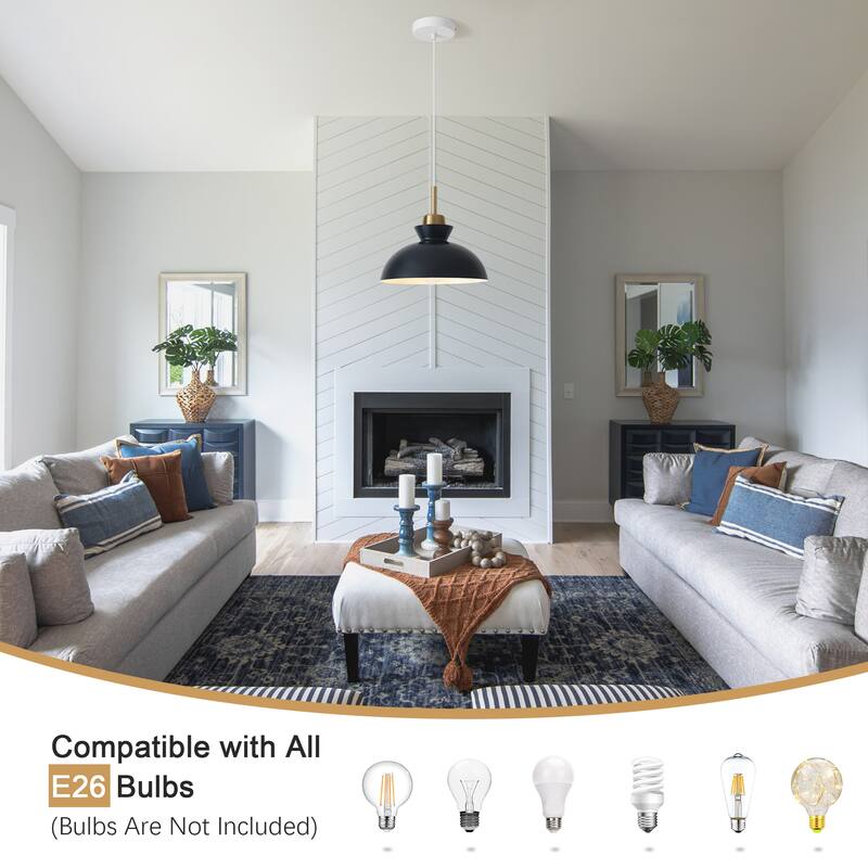 1-Light Hanging Ceiling Pendant Light Chandelier Light Fixture with Metal Shade for Kitchen Island
