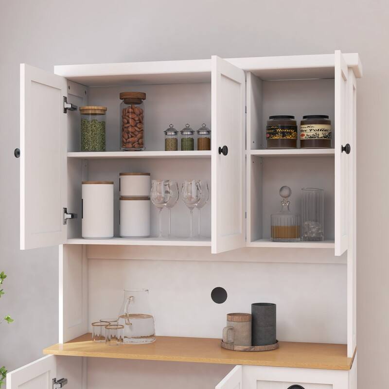 71" Kitchen Pantry Storage Cabinet with Adjustable Shelves, 6 Doors and 1 Drawer
