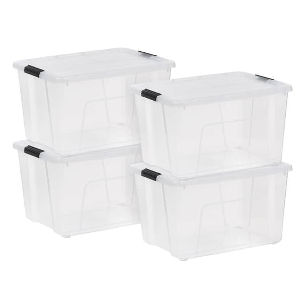 IRIS USA® Buckled Clear Box 60 Qt Buckle Lid - Clear - Set of 4
