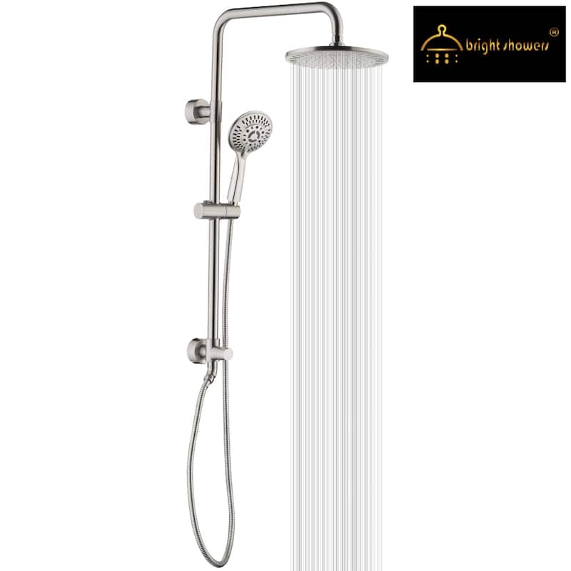 BRIGHT SHOWERS Rain Shower heads system including rainfall shower head and handheld shower head with height adjustable holder