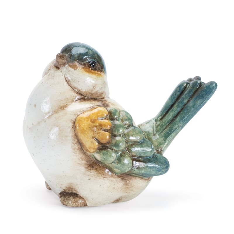 Sitting Birds with Raised Tail Figurines - 3.75" - Set of 6