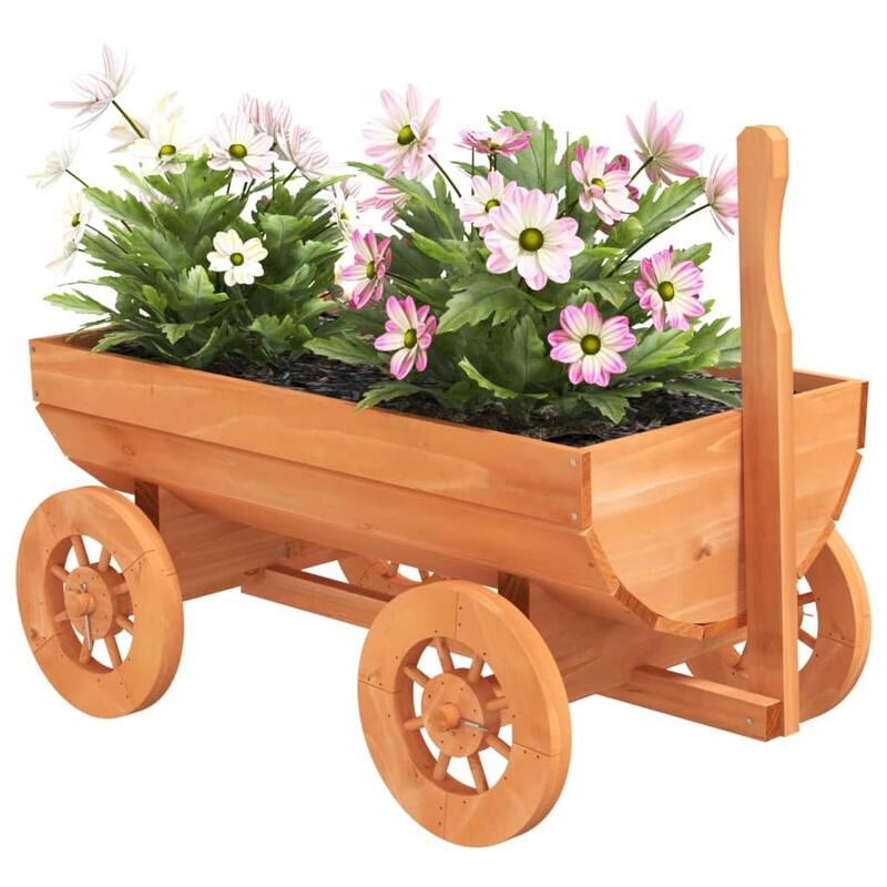 vidaXL Decorative Wagon Natural Wood Solid fir wood Medium Portable