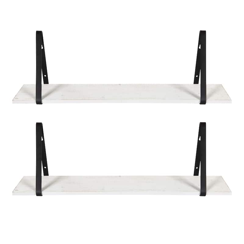 Kate and Laurel Soloman Wood 2 Piece Shelves with Metal Brackets