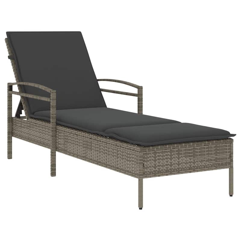 vidaXL Sun Lounger Grey Poly Rattan, Powder-Coated Steel And over - 79.0 x 24.8 x 31.9 in