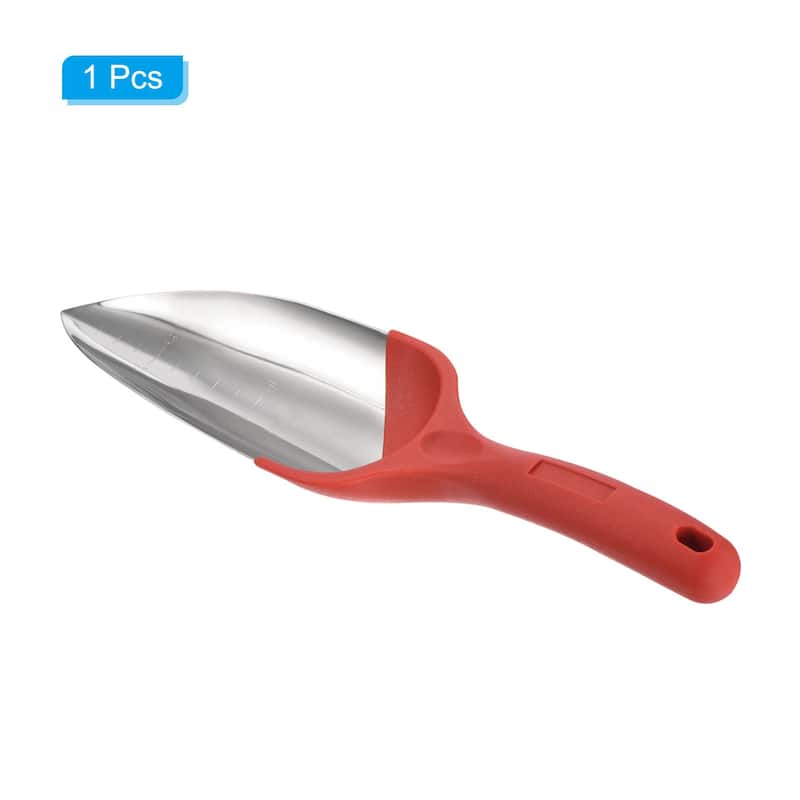 12.7" Garden Trowel Gardening Hand Shovel Garden Spade w Depth Marker Silver Red - Silver Tone, Red