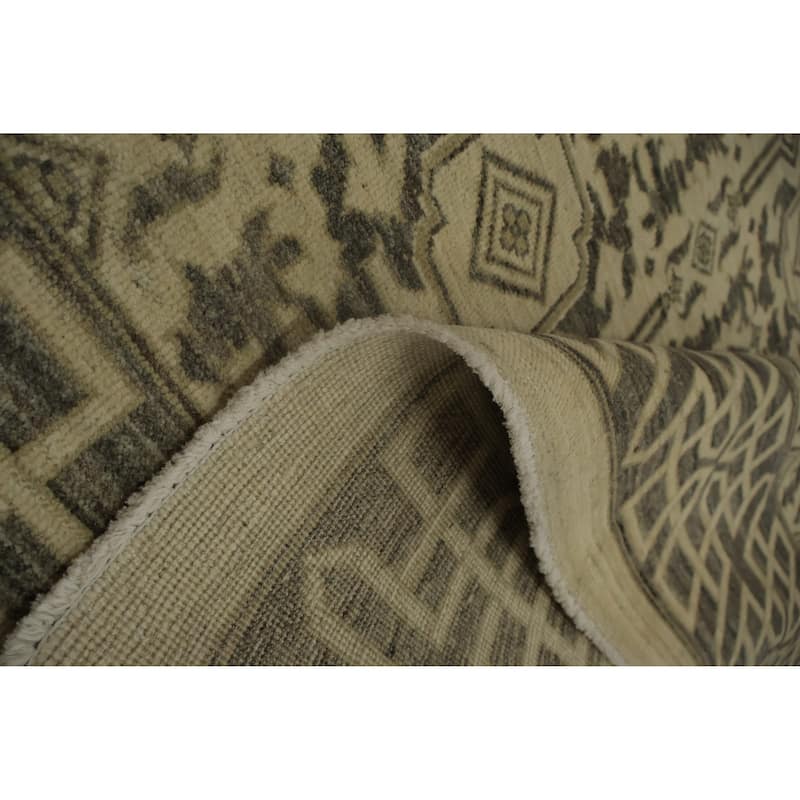 Hand Knotted Oriental 100% Wool Carpet Traditional Geometric Beige & Ivories Peshawar Area Rug - 10' 0'' X 8' 1''