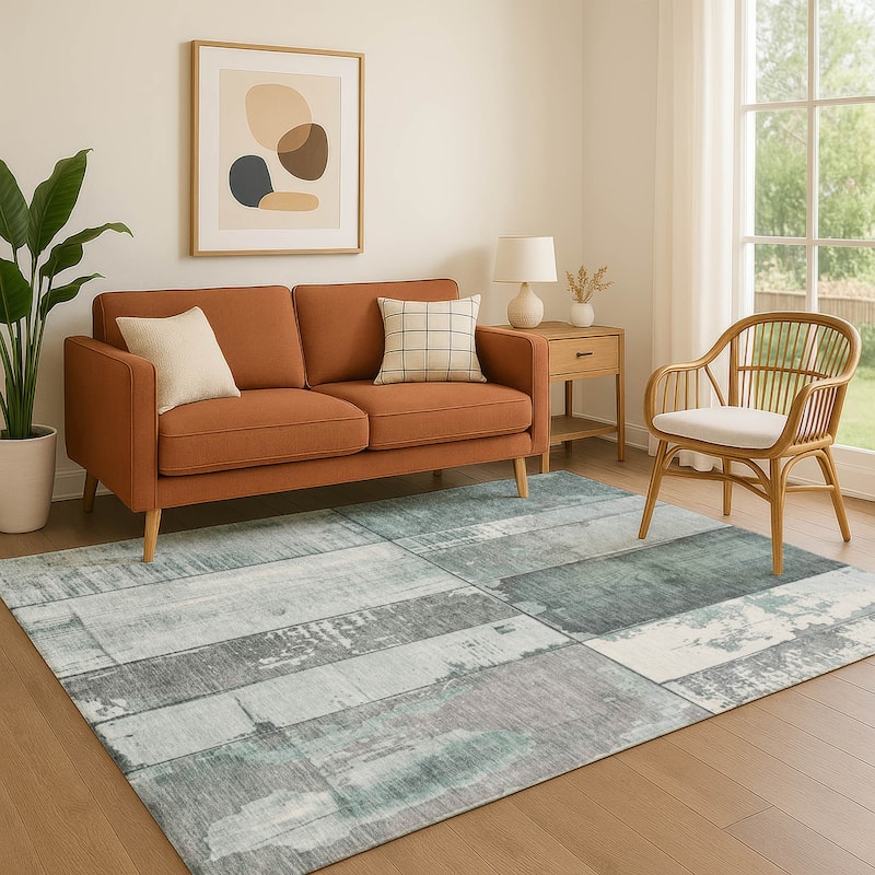 Premium Washable Super Soft Contemporary Styles Mayfield Rug - Seafoam - 3' x 5'