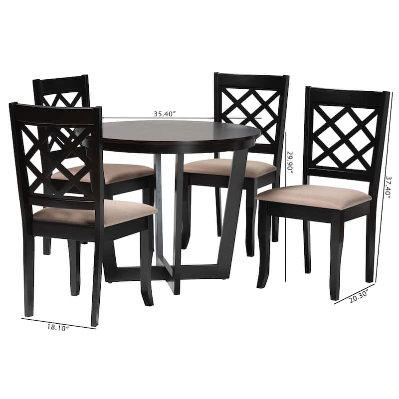 Selby Modern Fabric and Wood 5-Piece Dining Set