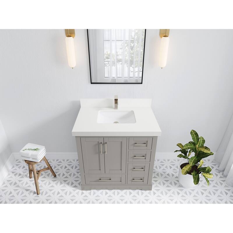 Willow Collections 36 x 22 Boston Center Sink Left Bathroom Vanity with Countertop