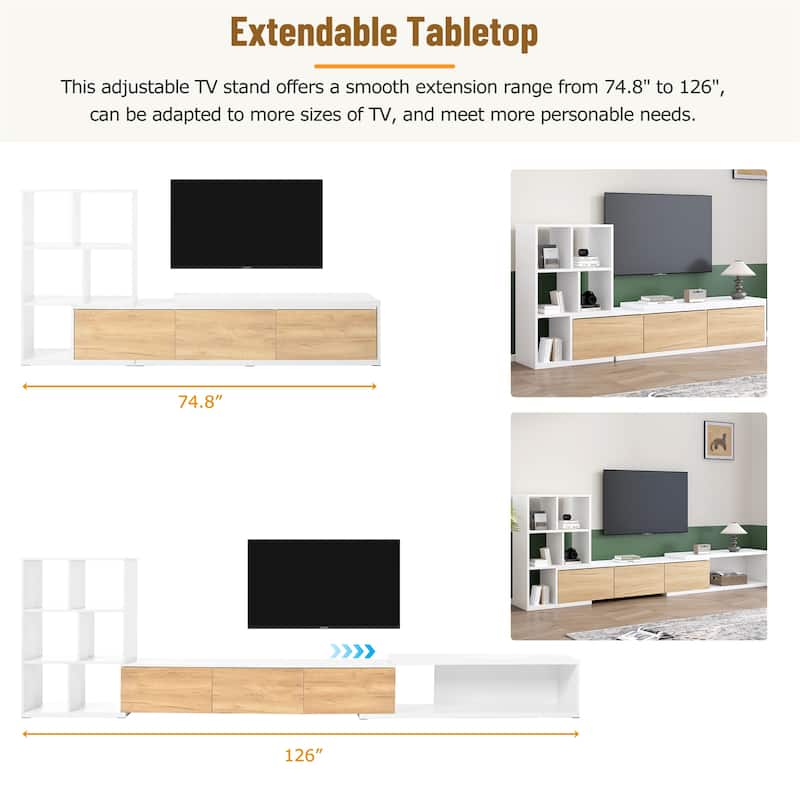 74.8''-126'' Extendable TV Stand for TVs up to 110''