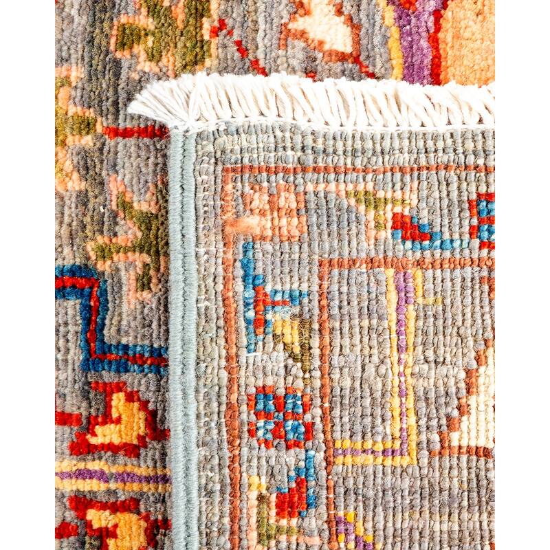 One of a Kind Hand Knotted Traditional Tribal Traditional Area Rug - 4' 10" X 2' 0"