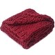 preview thumbnail 10 of 15, Cheer Collection Ultra Plush Chunky Cable Knit Throw Blanket Burgundy