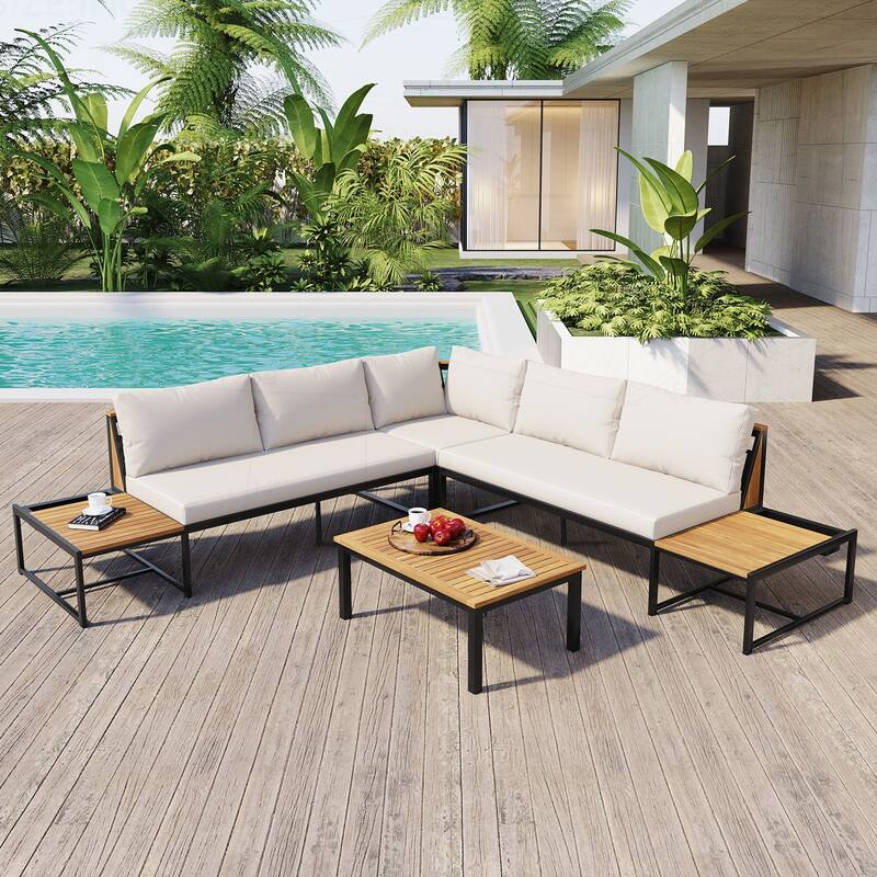 Durable and Stylish Outdoor Sofa Set for Garden and Poolside - Beige