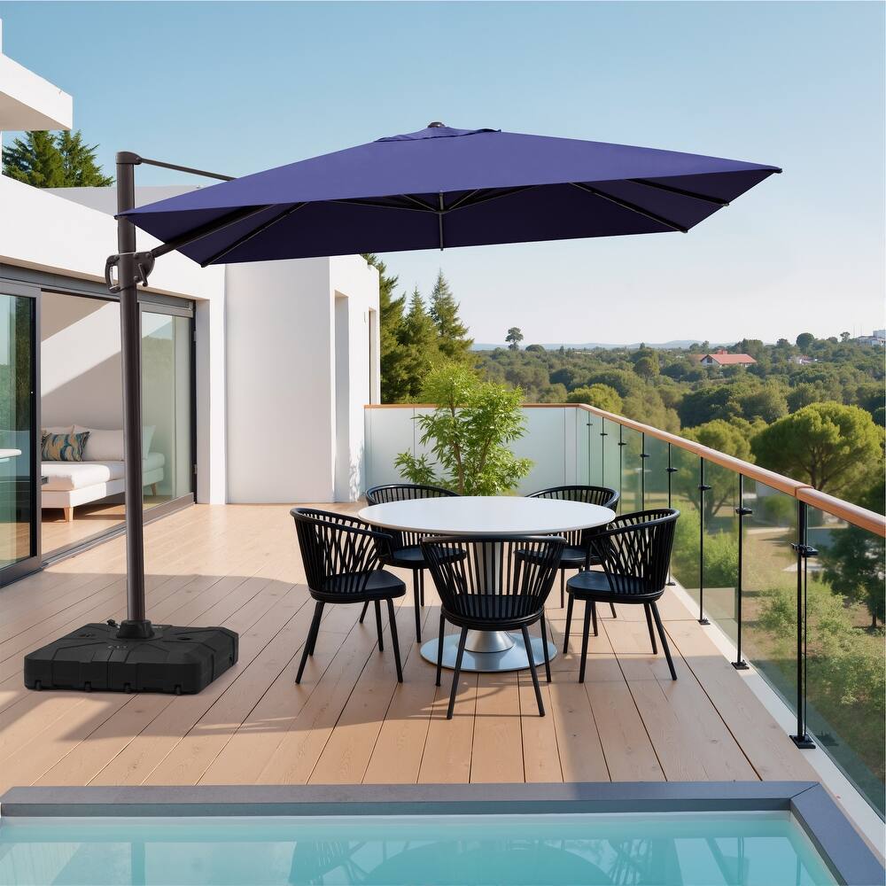 Sturdy Heavy-duty Patio Cantilever Offset Umbrella with 360-degree Rotation and Base