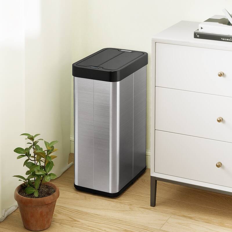Gymax 16 Gallon Trash Can w/Wing Lids for Bedroom Bathroom Kitchen