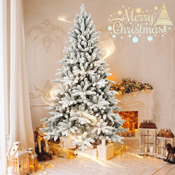 Flocked Pre Lit Artificial Christmas Tree 5ft 7ft with 768 Tips and Automatic Unfolding Design On Sale Bed Bath Beyond 42121370