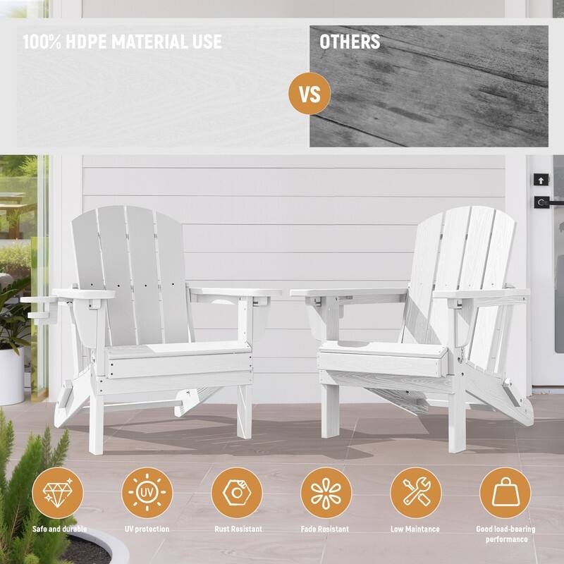 3-Position Reclining Folding Outdoor Chair – PE Wood Grain, Weather-Resistant