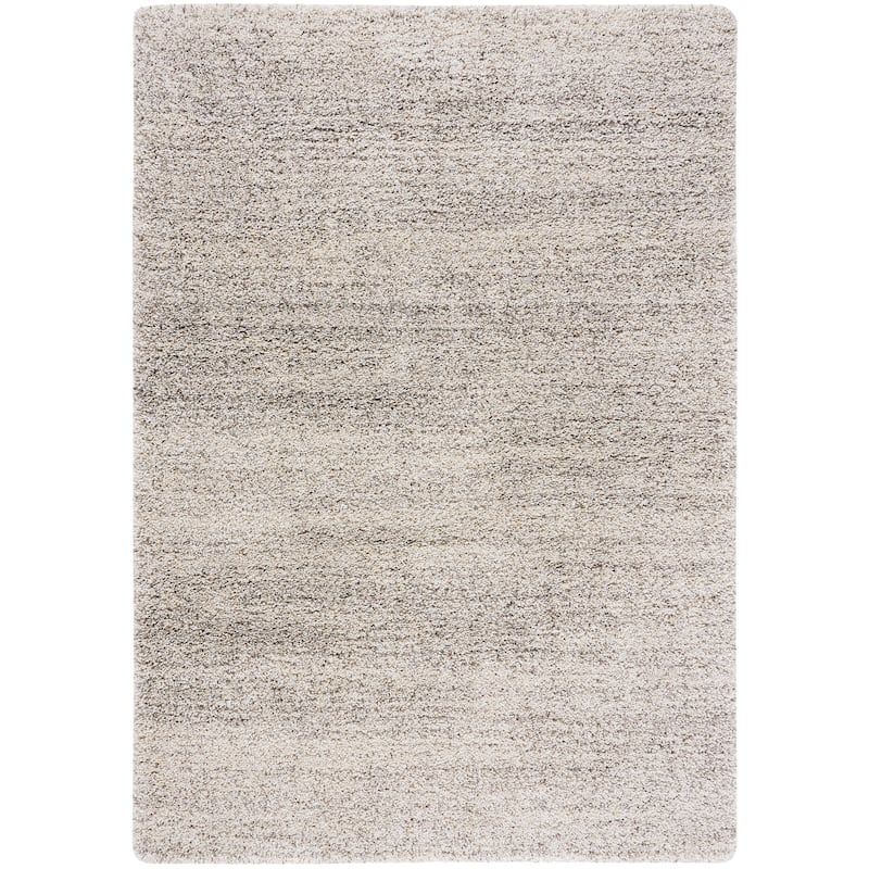 SAFAVIEH Hudson Shag Justine Modern 2-inch Thick Rug - 5'3" Square - Ivory/Grey - Square