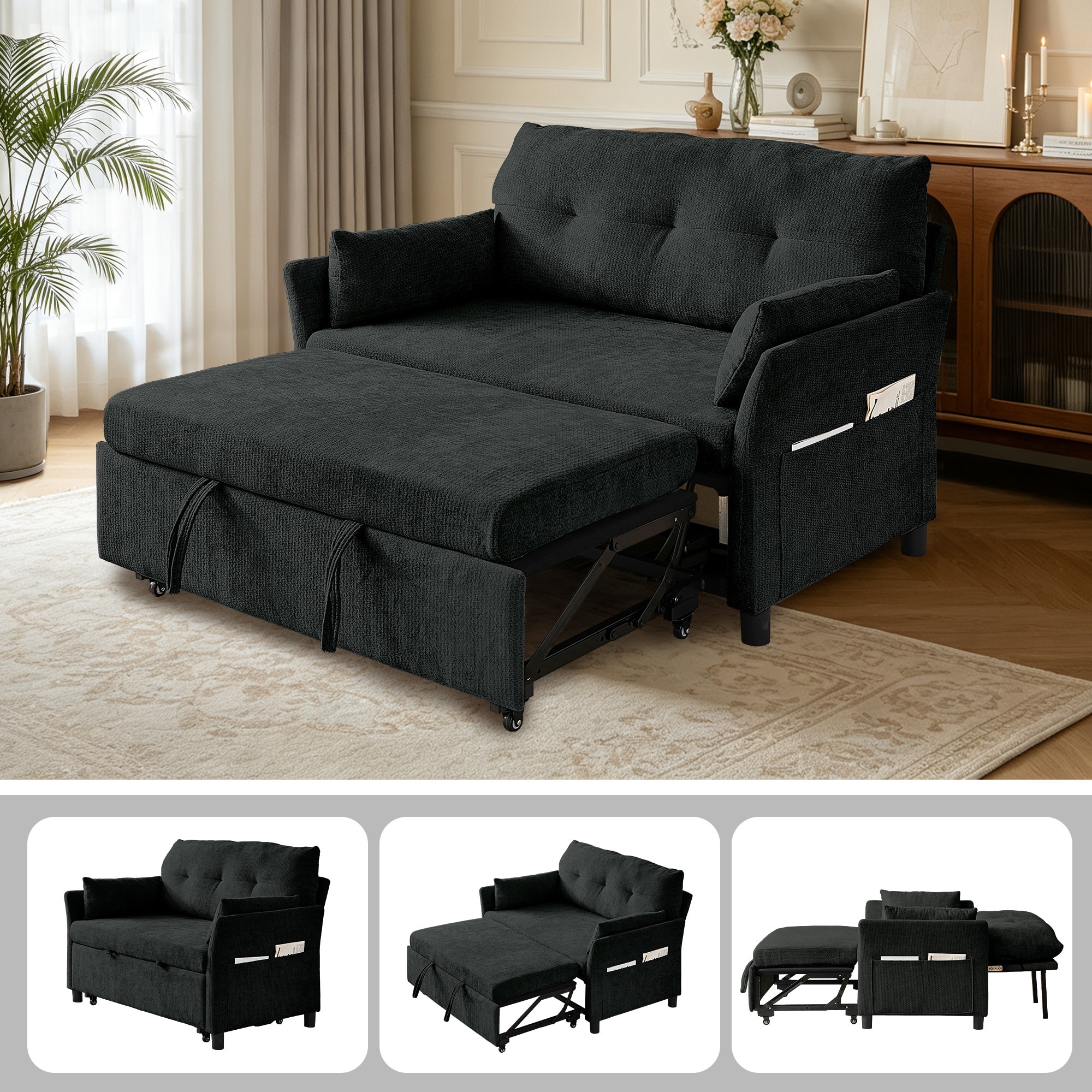 Sleeper Sofa Bed,3-in-1 Convertible Pull Out Couch