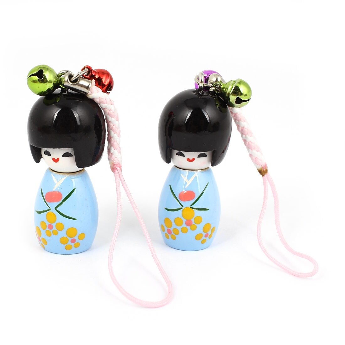Shop Unique Bargains Blue Wooden Japanese Doll Pendant Cell Phone