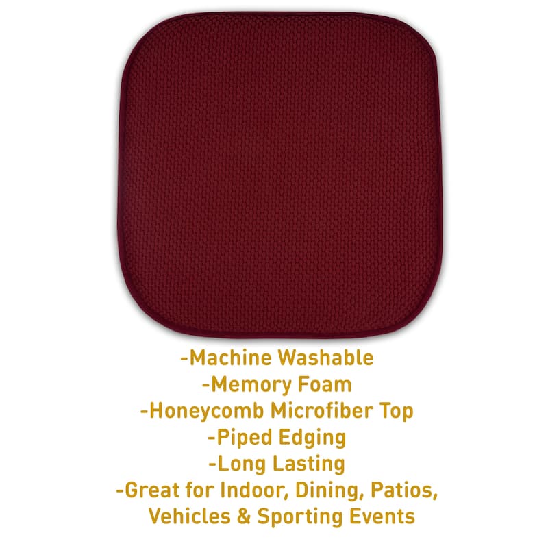 16-in. Square Non-slip Memory Foam Seat Cushions (2 OR 4) - 16 X 16