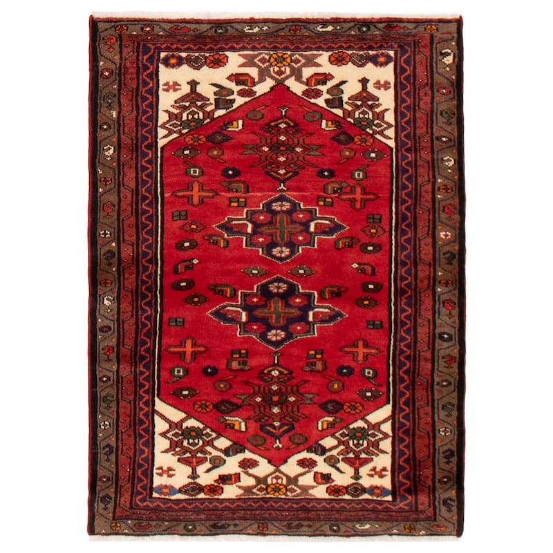ECARPETGALLERY Hand-knotted Andelz Red Wool Rug - 3'4 x 4'7 - Red - 3'4 x 4'7