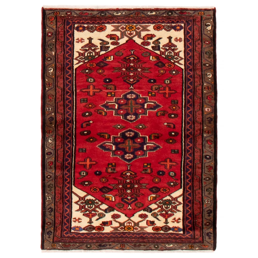ECARPETGALLERY Hand-knotted Andelz Red Wool Rug - 3'4 x 4'7