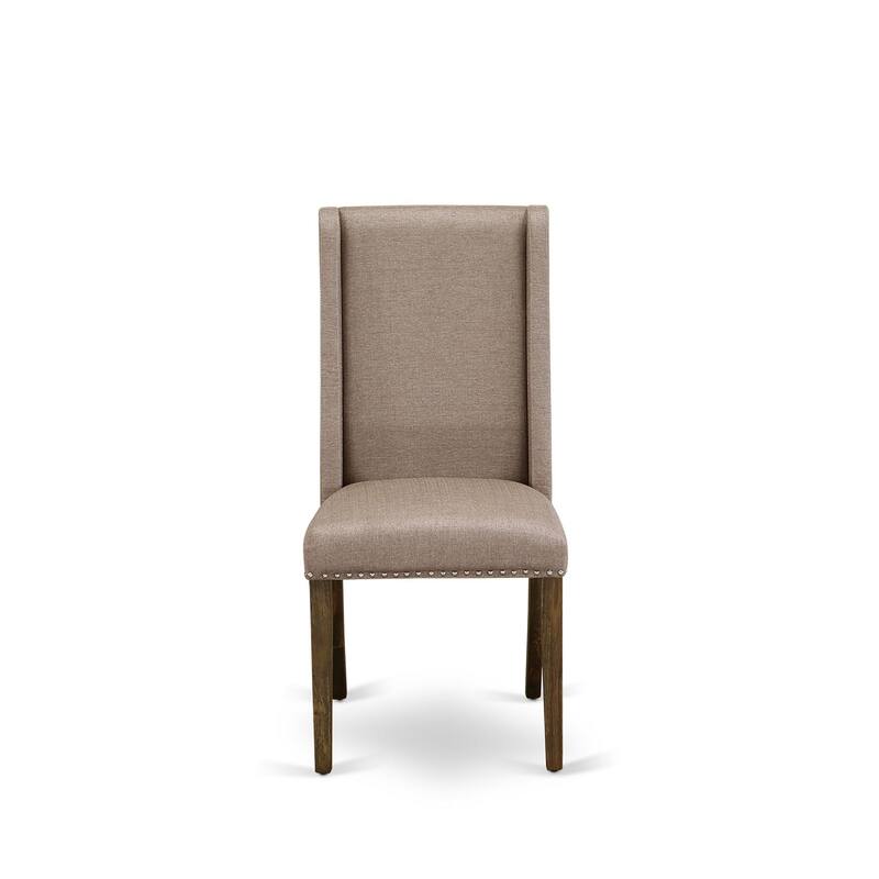 East West Furniture 11 Piece Dinette Set- a Dining Table with Removable Leaf and 10 Linen Fabric Dining Chairs(Finish Options)