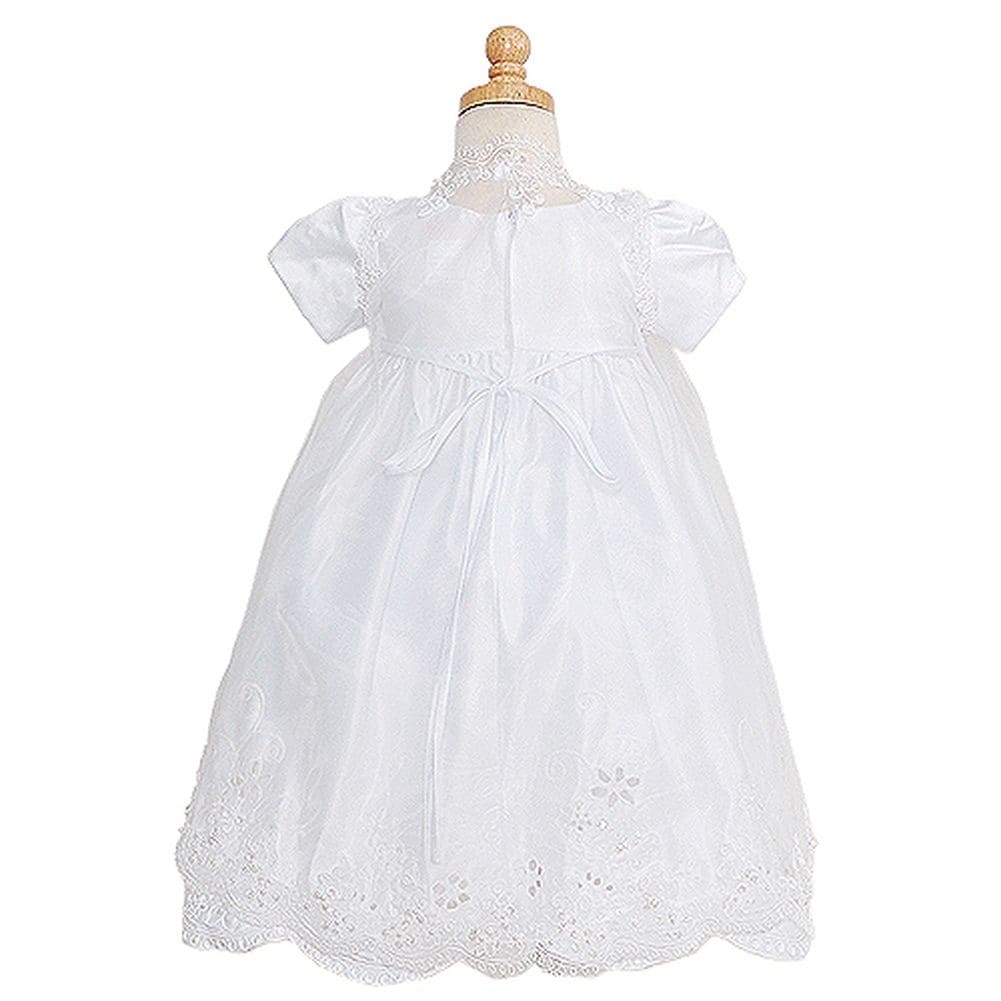 Baby Girls Floral Embroidered Overlay Sleeveless Christening Baptism Tulle Dress