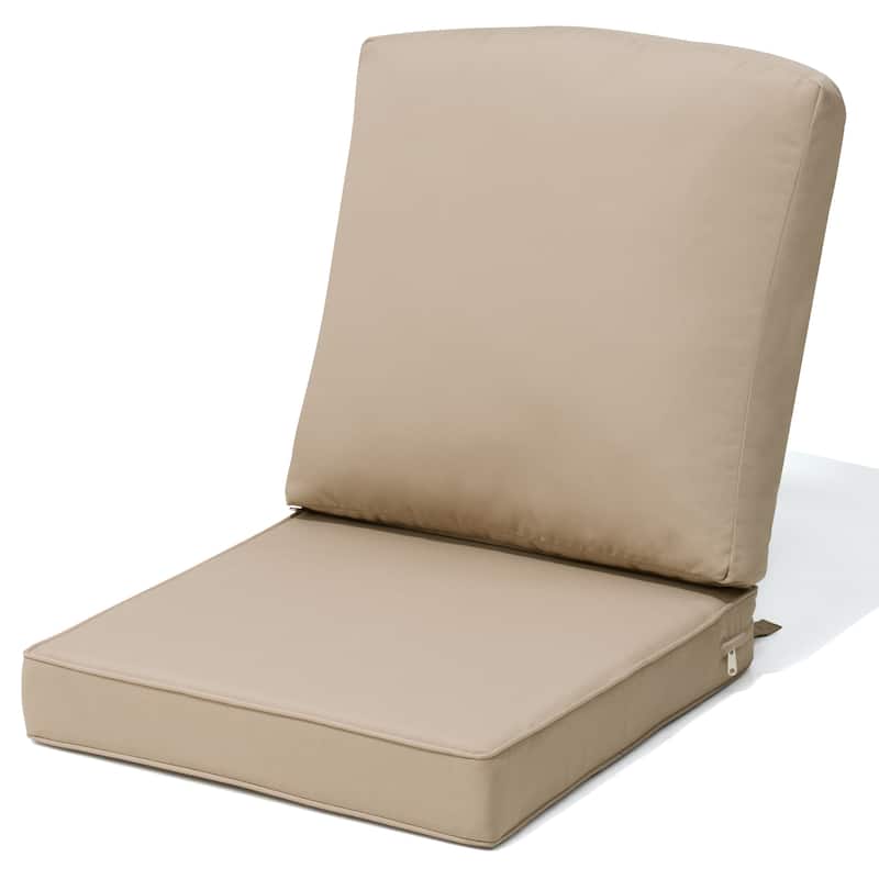 22''D x 21''W x 3.5''T Patio Fabric Outdoor Seat Cushions Set (Seat & Back) - 1PC - Beige