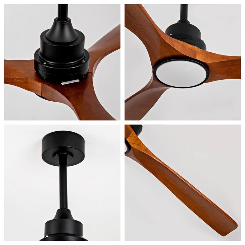52" Wood Ceiling Fans with Lights and Remote Control, Reversible DC Motor
