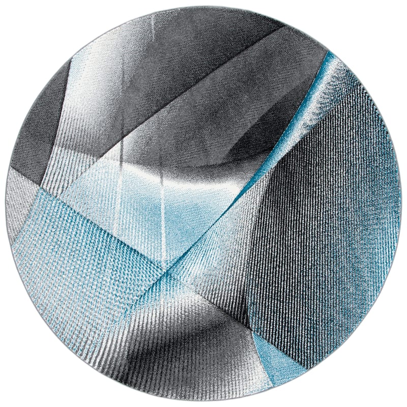 SAFAVIEH Hollywood Verbena Mid-Century Modern Abstract Rug - 6'7" Round - Grey/Blue
