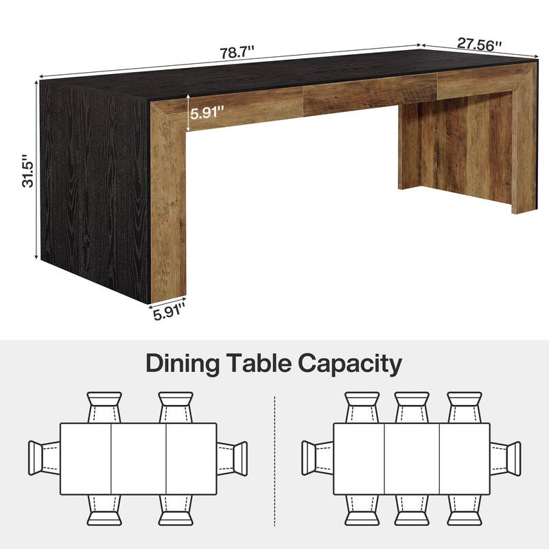 78.7" Dining Table, Wood Kitchen Table, Living/Dining Room Accent Dinner Table Gathering Table