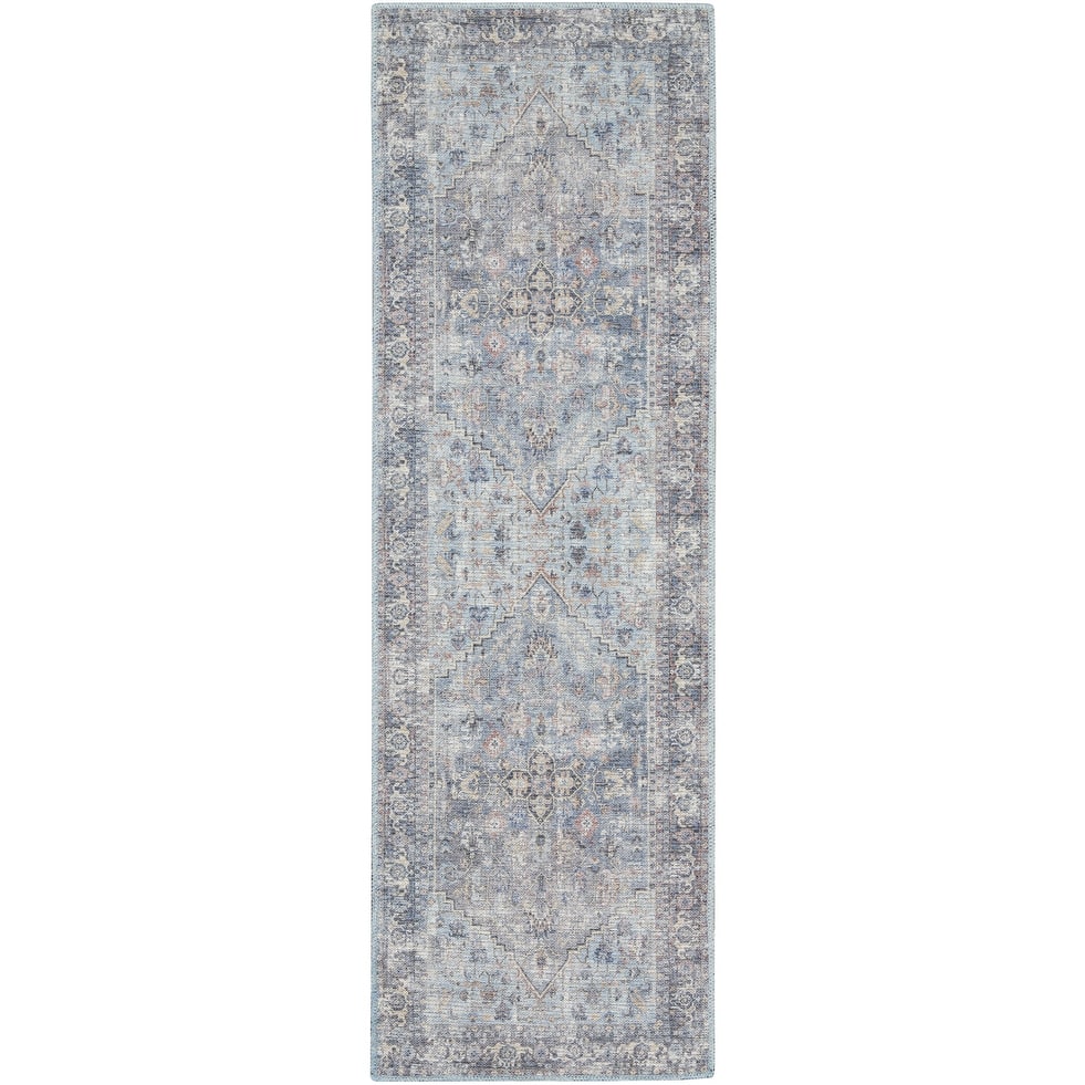 Race Power Loomed Distressed Floral Area Rug By HomeRoots - 10' Runner