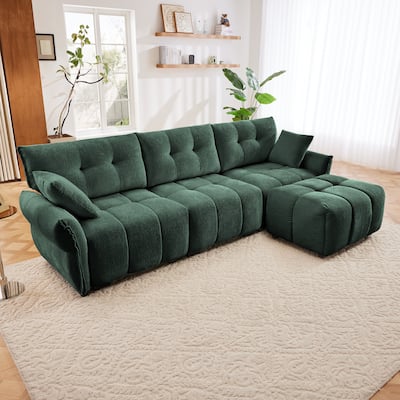 3-Seater L-Shaped Modular Sofa with 1 Ottomans & Pillows